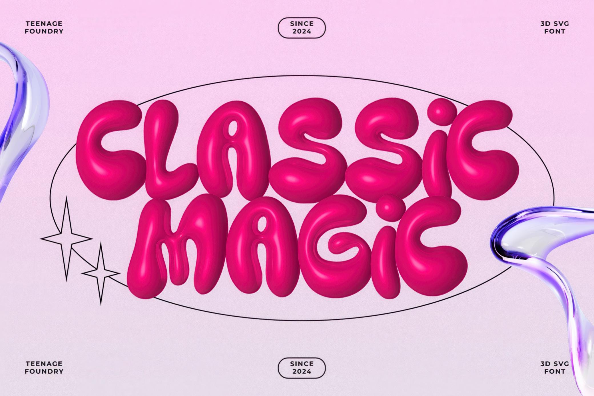 卡通趣味胖乎乎气球质感泡泡复古潮流Y2K风格PSAI英文字体安装包 Teenage Yellow Star — 3D SVG Font 设计素材 sucaiwan.com