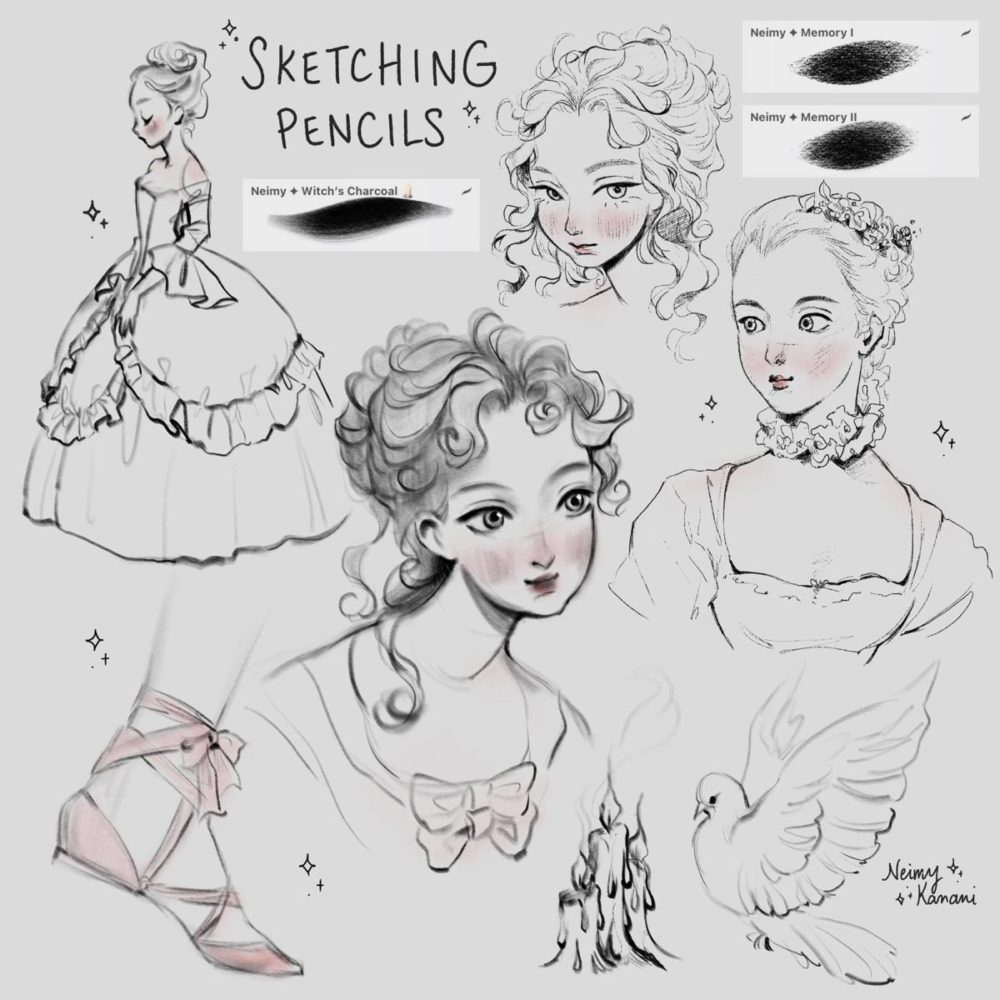 美国插画师Neimy Kanani出品软铅笔线条素描涂抹水墨水彩Procreate笔刷画笔素材 Neimy Kanani Procreate Brush Set II 笔刷资源 第2张-素材湾丨精选海外优质设计素材资源 美国插画师Neimy Kanani出品软铅笔线条素描涂抹水墨水彩Procreate笔刷画笔素材 Neimy Kanani Procreate Brush Set II 笔刷资源 sucaiwan.com