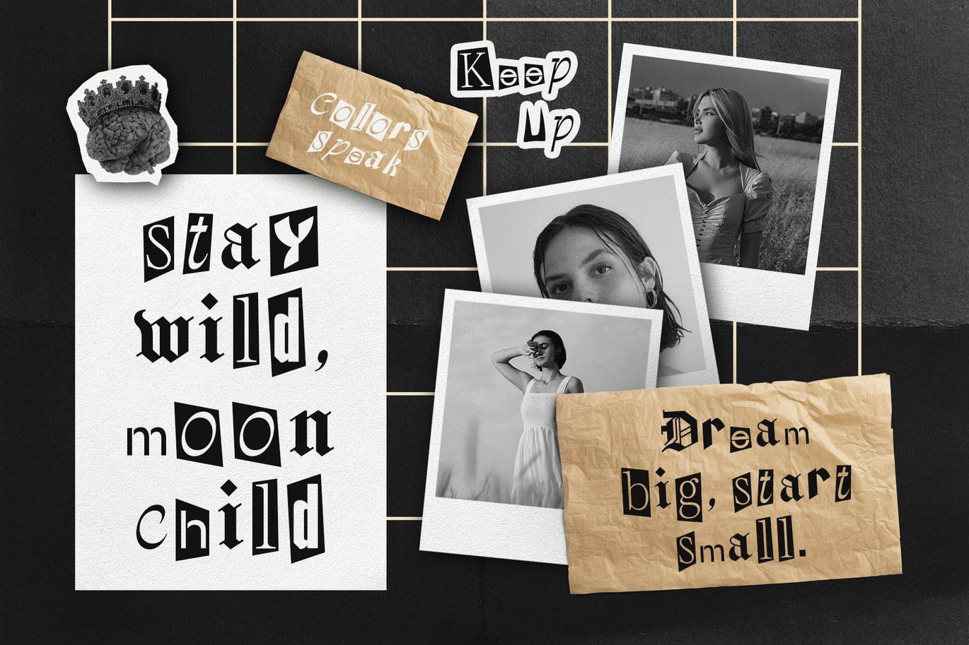 时尚拼贴艺术品牌音乐海报设计装饰英文字体安装包 Benji – Collage Font 设计素材 第6张-素材湾丨精选海外优质设计素材资源 时尚拼贴艺术品牌音乐海报设计装饰英文字体安装包 Benji – Collage Font 设计素材 sucaiwan.com