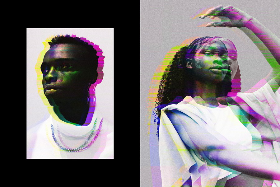 复古故障失真照片效果Ps特效滤镜样机 Triple Glitch Photo Effect 插件预设 sucaiwan.com