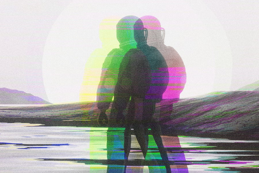 复古故障失真照片效果Ps特效滤镜样机 Triple Glitch Photo Effect 插件预设 sucaiwan.com