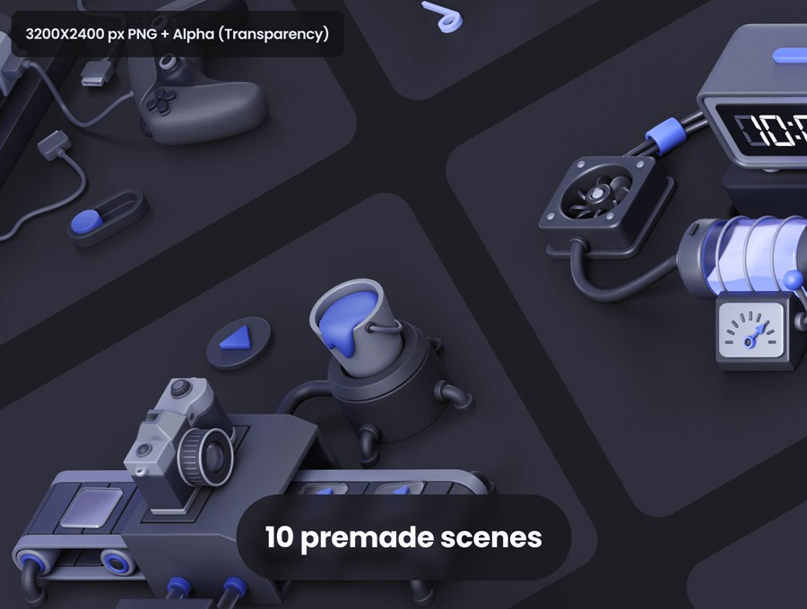 45款未来科技电脑手机手表游戏手柄3D插图图标Blender/Figma/PNG格式素材 Nudge Vol.1 – Isometric Illustration 图标素材 sucaiwan.com