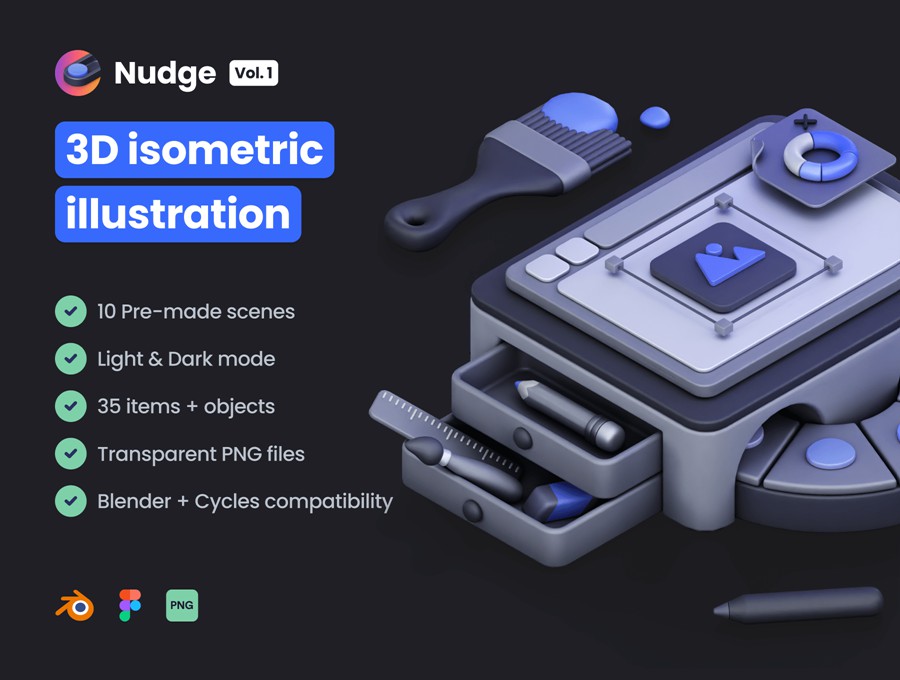 45款未来科技电脑手机手表游戏手柄3D插图图标Blender/Figma/PNG格式素材 Nudge Vol.1 – Isometric Illustration 图标素材 sucaiwan.com
