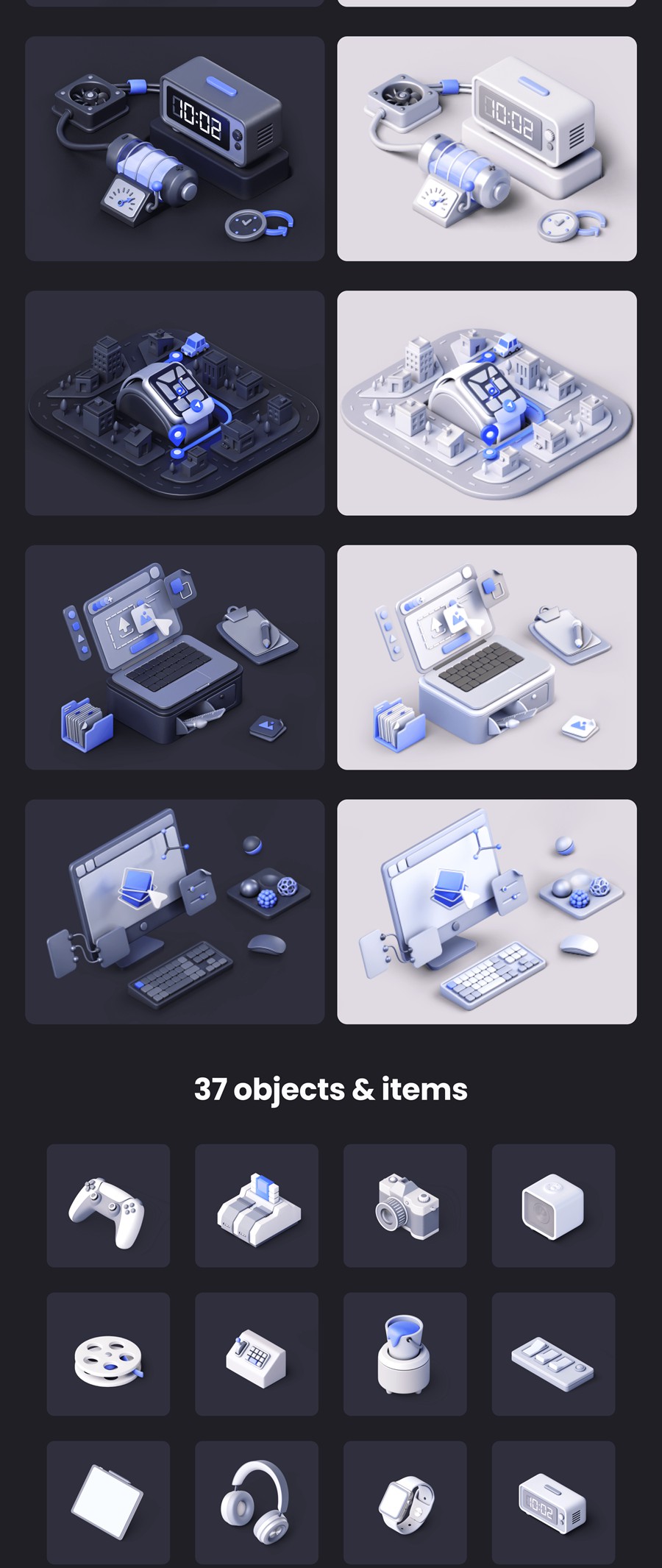 45款未来科技电脑手机手表游戏手柄3D插图图标Blender/Figma/PNG格式素材 Nudge Vol.1 – Isometric Illustration 图标素材 sucaiwan.com