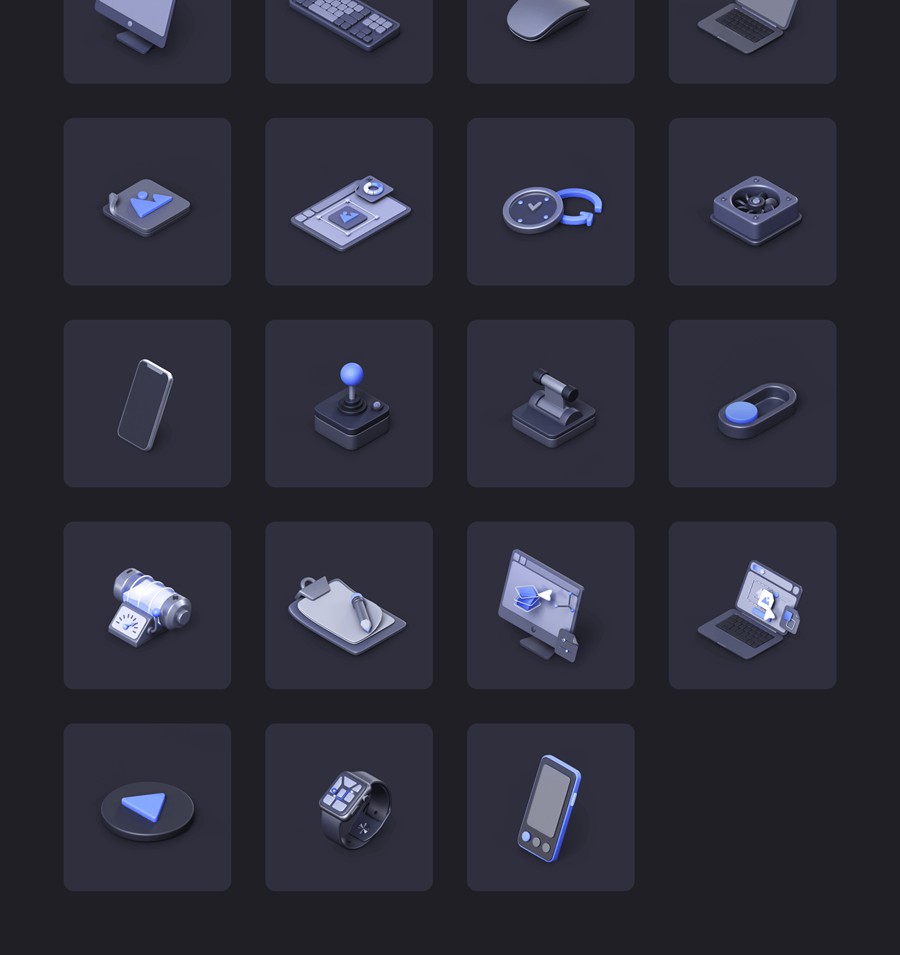 45款未来科技电脑手机手表游戏手柄3D插图图标Blender/Figma/PNG格式素材 Nudge Vol.1 – Isometric Illustration 图标素材 sucaiwan.com