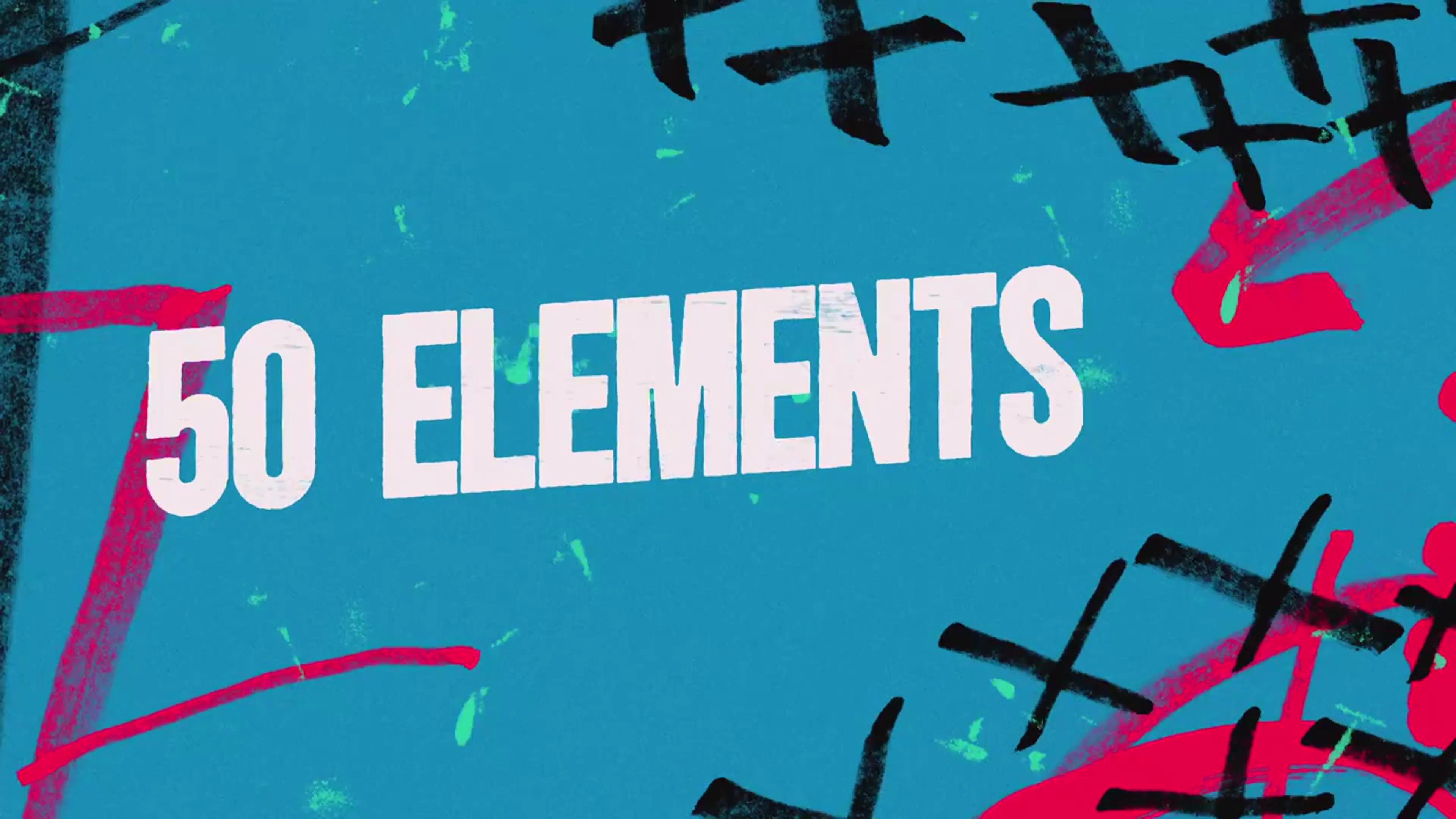 FCPX插件：50个复古手绘涂鸦标记喷漆粗糙素描线条艺术标题贴纸叠加层 Real Gritty Gestures Textures Titles , sucaiwan.com