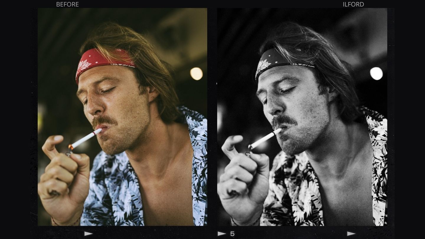 高级黑白效果电影美学胶片颗粒模拟城市人文扫街肖像照片调色Lightroom&Capture one预设 HelloPresets Ilford HP Lightroom Presets/ Capture One Styles 插件预设 sucaiwan.com