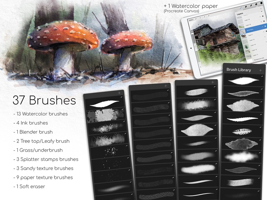 逼真水墨水彩艺术绘画procreate画笔笔刷纸张画布设计素材 MC Watercolor Brushes for Procreate 笔刷资源 第5张-素材湾丨精选海外优质设计素材资源 逼真水墨水彩艺术绘画procreate画笔笔刷纸张画布设计素材 MC Watercolor Brushes for Procreate 笔刷资源 sucaiwan.com