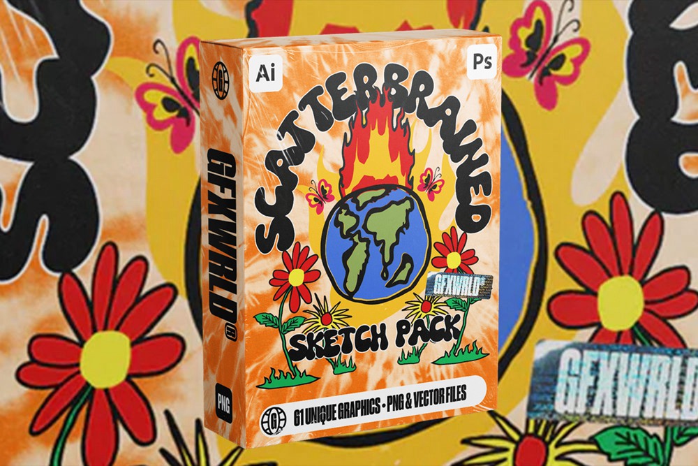 61款嘻哈新潮风格化古怪街头涂鸦手绘图形插画AI/PNG格式设计素材 GFXWRLD – SCATTERBRAINED SKETCH PACK (VOL. II) 图片素材 第1张-素材湾丨精选海外优质设计素材资源 61款嘻哈新潮风格化古怪街头涂鸦手绘图形插画AI/PNG格式设计素材 GFXWRLD – SCATTERBRAINED SKETCH PACK (VOL. II) 图片素材 sucaiwan.com