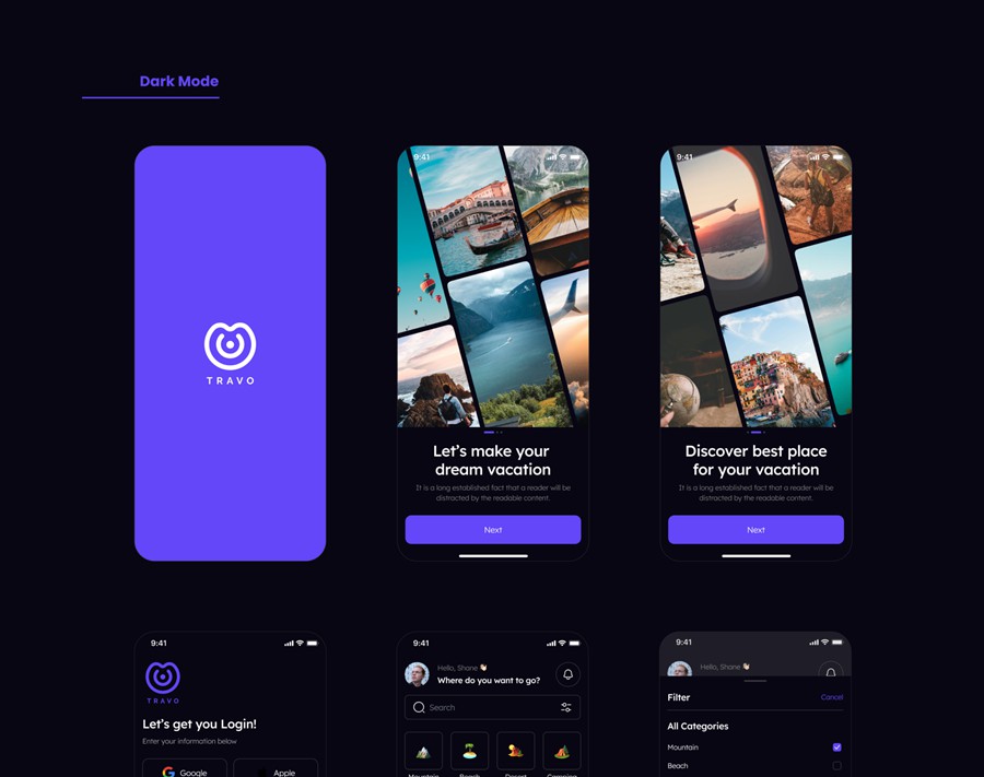 60屏双配色旅行社旅游路行景点门票预订APP UI界面设计Figma模板套件 Travo – Travel Agency App UI Kit APP UI 第13张-素材湾丨精选海外优质设计素材资源 60屏双配色旅行社旅游路行景点门票预订APP UI界面设计Figma模板套件 Travo – Travel Agency App UI Kit APP UI sucaiwan.com
