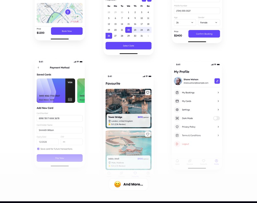 60屏双配色旅行社旅游路行景点门票预订APP UI界面设计Figma模板套件 Travo – Travel Agency App UI Kit APP UI 第12张-素材湾丨精选海外优质设计素材资源 60屏双配色旅行社旅游路行景点门票预订APP UI界面设计Figma模板套件 Travo – Travel Agency App UI Kit APP UI sucaiwan.com