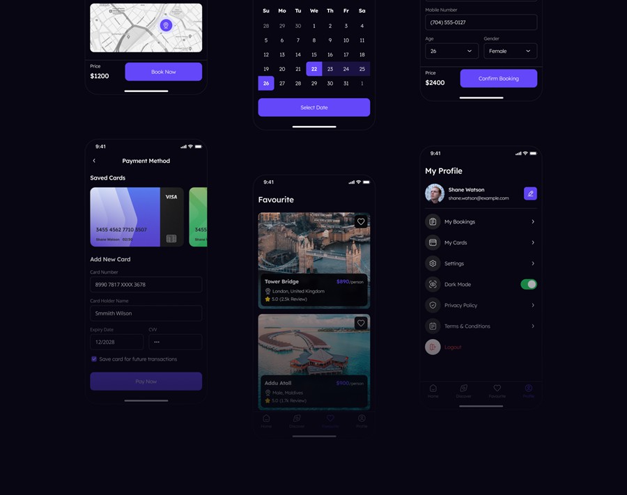 60屏双配色旅行社旅游路行景点门票预订APP UI界面设计Figma模板套件 Travo – Travel Agency App UI Kit APP UI 第15张-素材湾丨精选海外优质设计素材资源 60屏双配色旅行社旅游路行景点门票预订APP UI界面设计Figma模板套件 Travo – Travel Agency App UI Kit APP UI sucaiwan.com