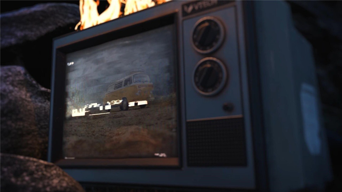 AE/PR模板：热门复古做旧TV电视着火3D实物场景特写VHS故障风格开场片头模板 , sucaiwan.com