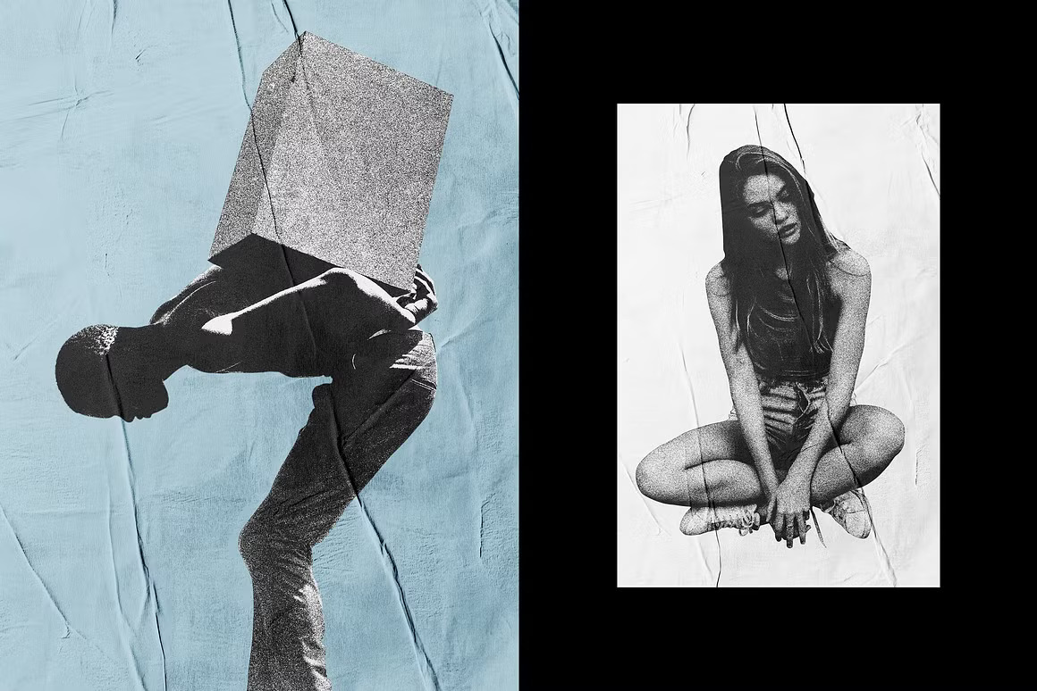 褶皱做旧墙贴胶合Riso打印照片效果ps特效滤镜样机 Glued Paper Risograph Photo Effect 插件预设 第6张-素材湾丨精选海外优质设计素材资源 褶皱做旧墙贴胶合Riso打印照片效果ps特效滤镜样机 Glued Paper Risograph Photo Effect 插件预设 sucaiwan.com