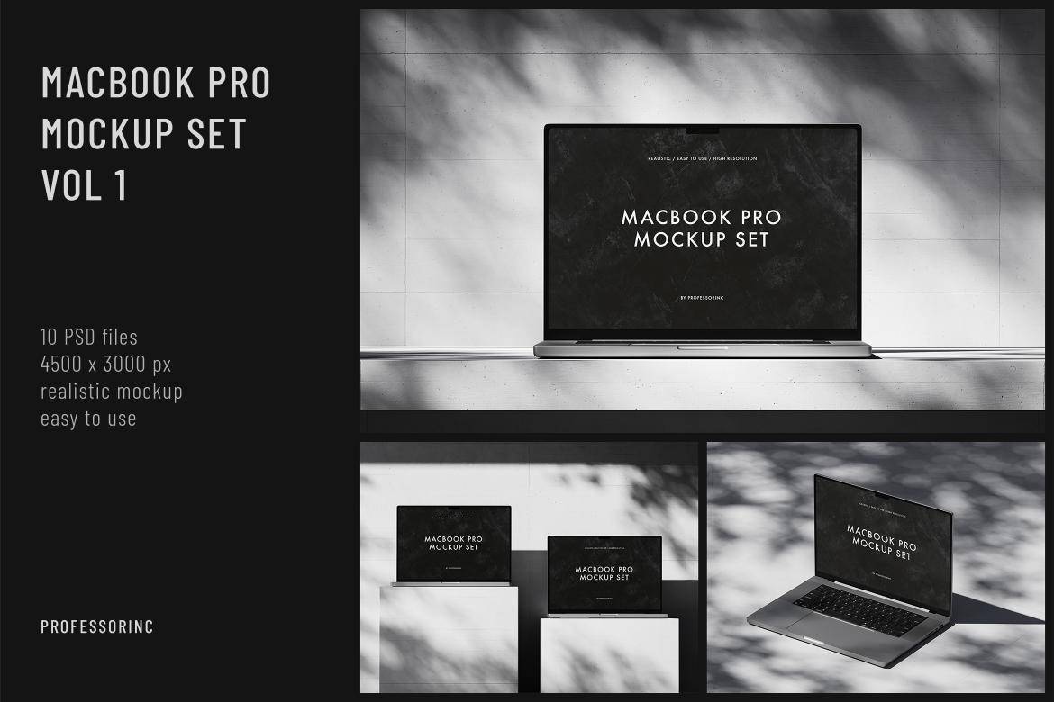 10款工业风高级网站UI界面设计苹果MacBook Pro笔记本电脑展示PS贴图样机 MacBook Pro Mockup Set 样机素材 第1张-素材湾丨精选海外优质设计素材资源 10款工业风高级网站UI界面设计苹果MacBook Pro笔记本电脑展示PS贴图样机 MacBook Pro Mockup Set 样机素材 sucaiwan.com