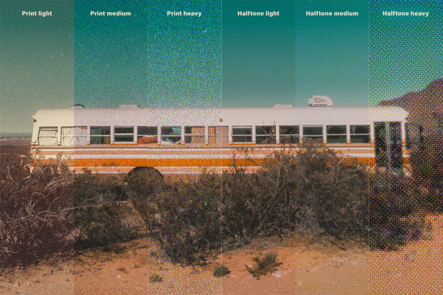 复古半色调cmyk印刷胶印颗粒噪点效果PS动作 PrintJoint Effect Action , sucaiwan.com