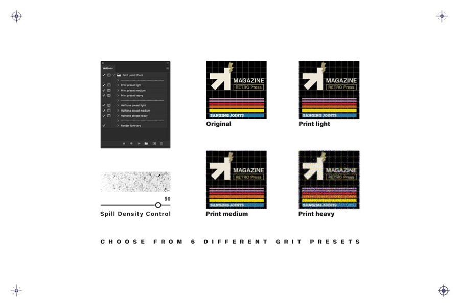 复古半色调cmyk印刷胶印颗粒噪点效果PS动作 PrintJoint Effect Action , sucaiwan.com