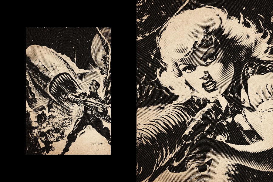 复古印刷漫画书风格打印照片效果PS模板样机 Retro Print Photo Effect , sucaiwan.com