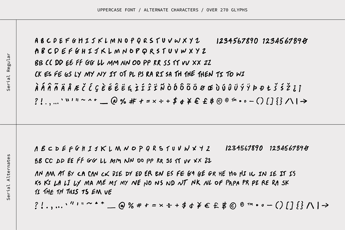 英文字体:真实随性凌乱而逼真混搭手写英文笔迹字体 Serial: A Killer Handwriting Font by TYPEHEIST , 第4张-素材湾丨精选海外优质设计素材资源 英文字体:真实随性凌乱而逼真混搭手写英文笔迹字体 Serial: A Killer Handwriting Font by TYPEHEIST , sucaiwan.com