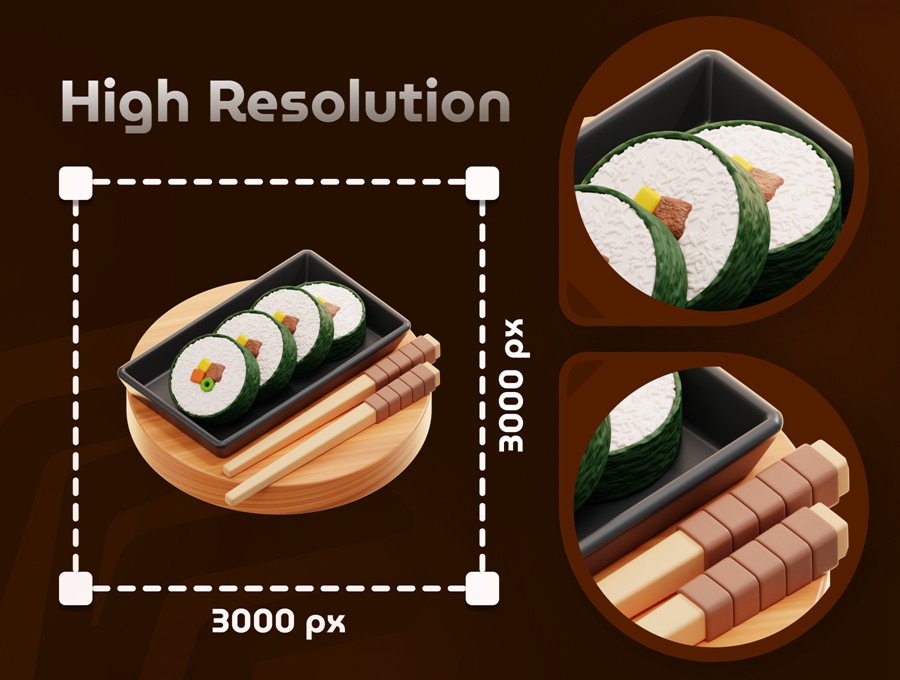 15款独特韩国食品美食3D三维图标Icons设计Blender/PNG格式素材 Korean Food 3D Icon Set 图标素材 sucaiwan.com