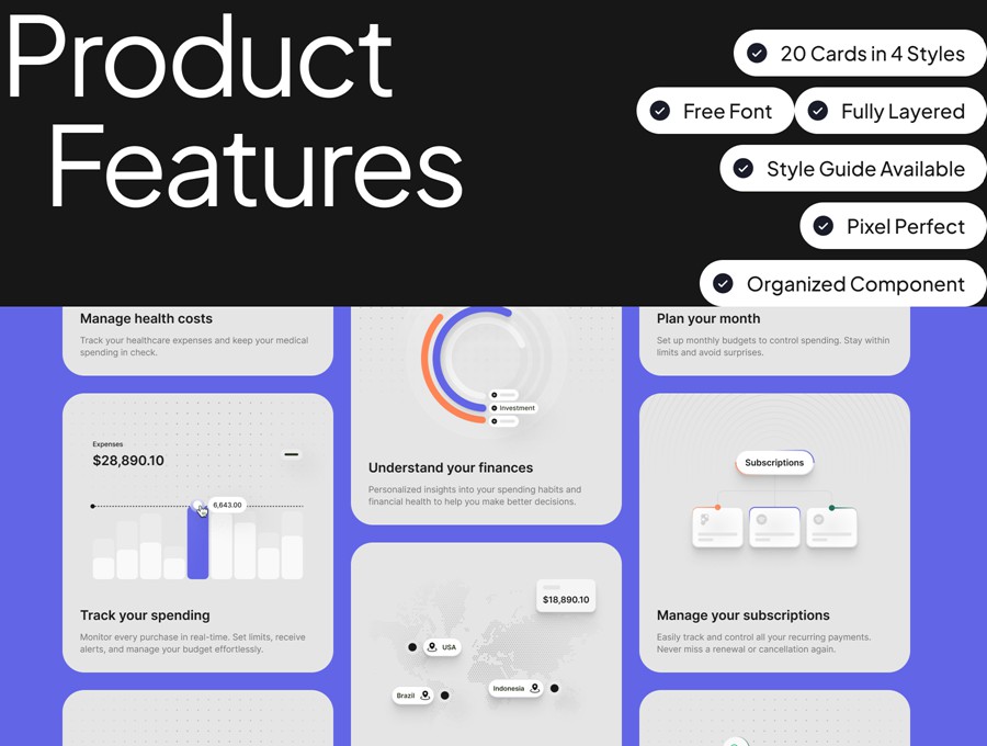 20款多功能APP网站用户界面设计UI卡片Figma格式素材 UI Card Illustration APP UI sucaiwan.com