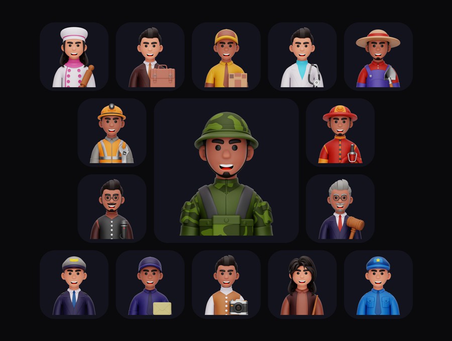 40款3D立体劳动节青年工人人物头像工作手势Icon插画插图PNG免扣模型设计套装Labor Day 3D Illustration Pack 图标素材 第8张-素材湾丨精选海外优质设计素材资源 40款3D立体劳动节青年工人人物头像工作手势Icon插画插图PNG免扣模型设计套装Labor Day 3D Illustration Pack 图标素材 sucaiwan.com