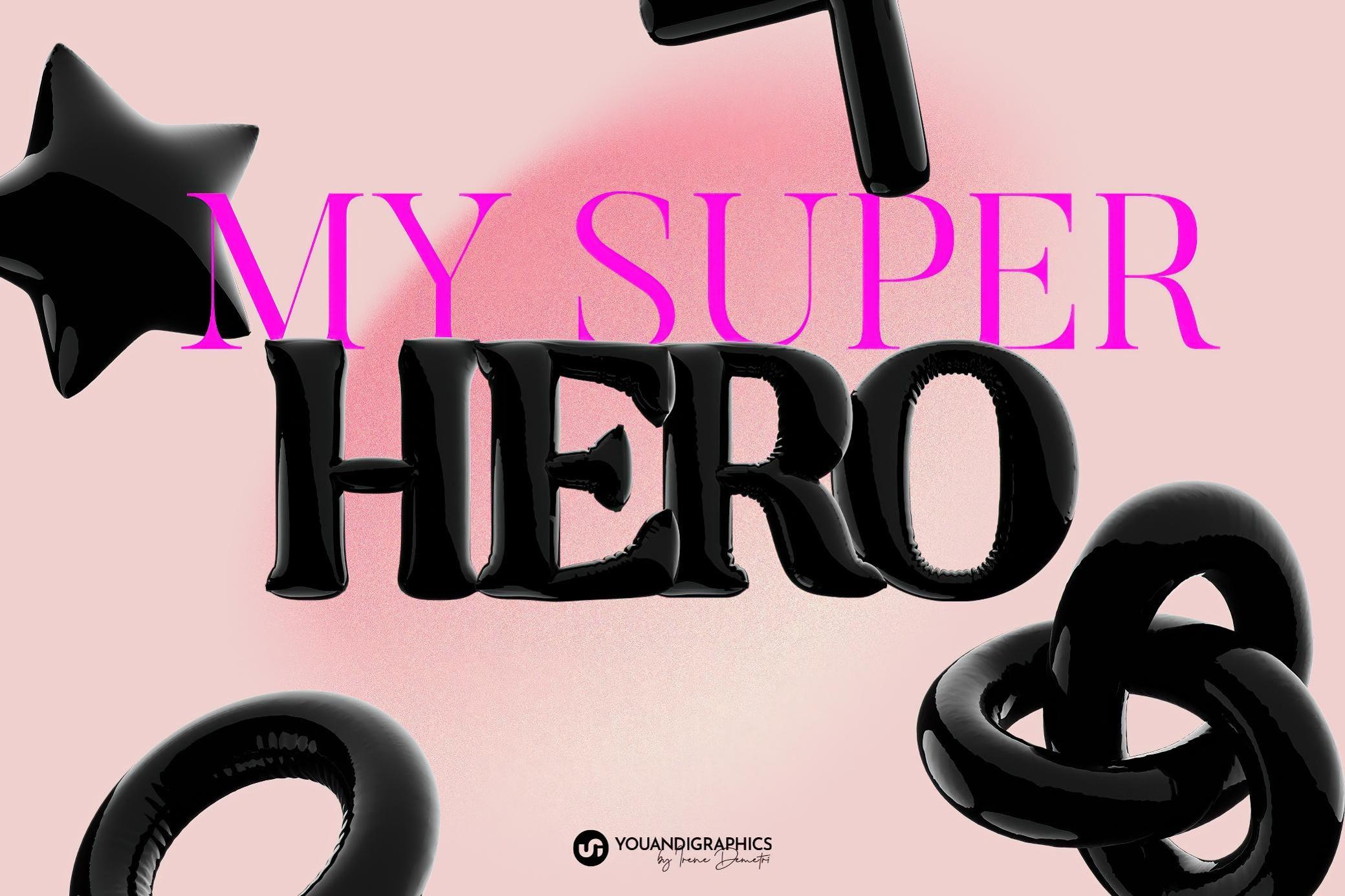 复古Y2K风黑色气球质感胖乎乎泡泡字母数字符号PNG免抠图设计素材 Latex 3D Lettering Set 图片素材 sucaiwan.com