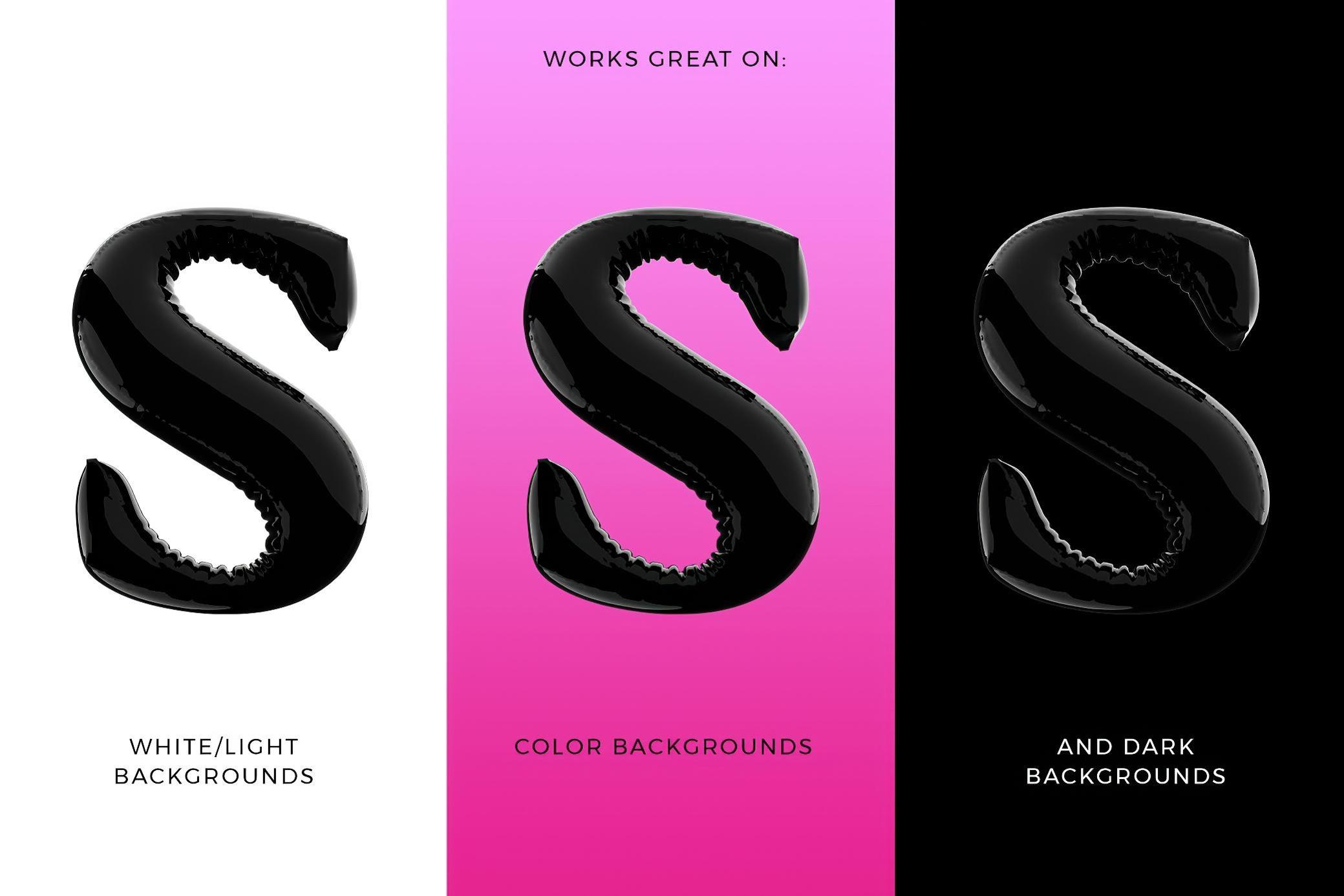 复古Y2K风黑色气球质感胖乎乎泡泡字母数字符号PNG免抠图设计素材 Latex 3D Lettering Set 图片素材 sucaiwan.com