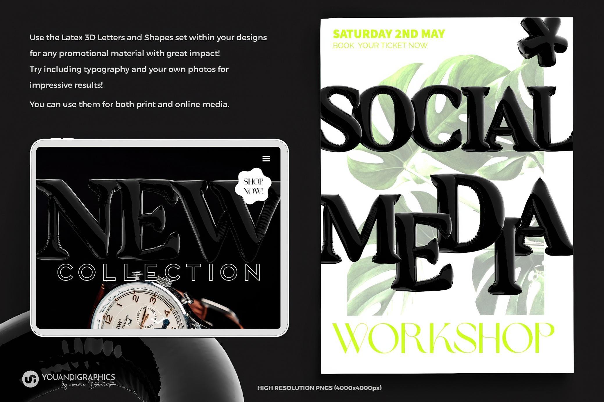 复古Y2K风黑色气球质感胖乎乎泡泡字母数字符号PNG免抠图设计素材 Latex 3D Lettering Set 图片素材 sucaiwan.com