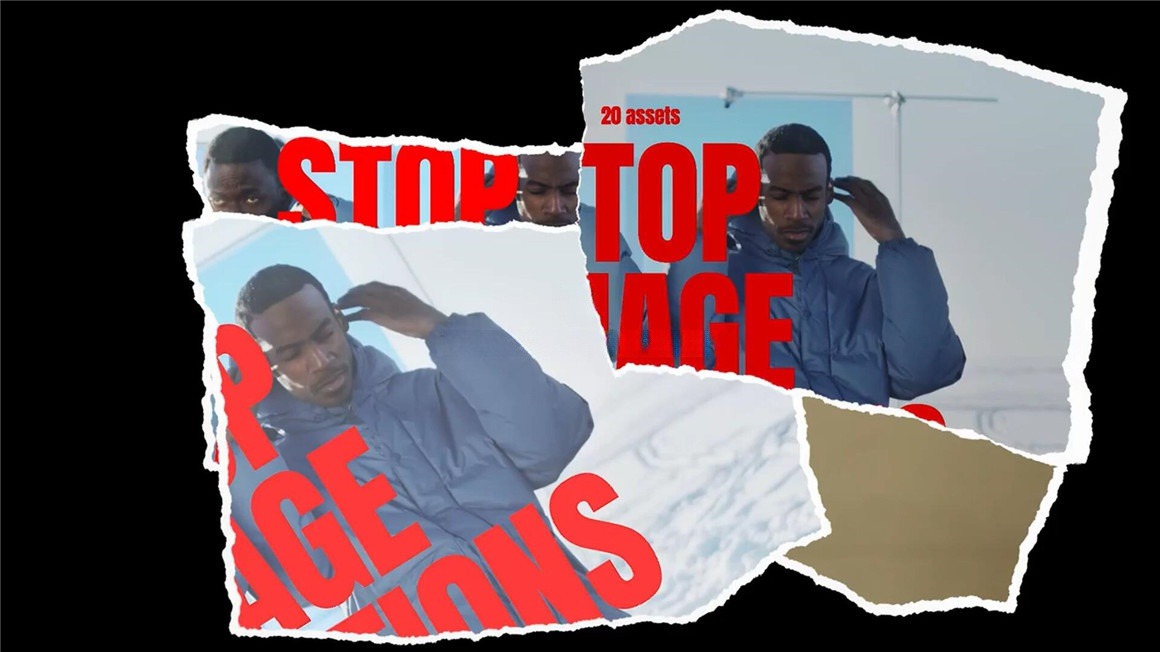 FCPX插件：20个复古做旧邋遢照片撕纸拼贴艺术风格定格动画无缝转场 , sucaiwan.com