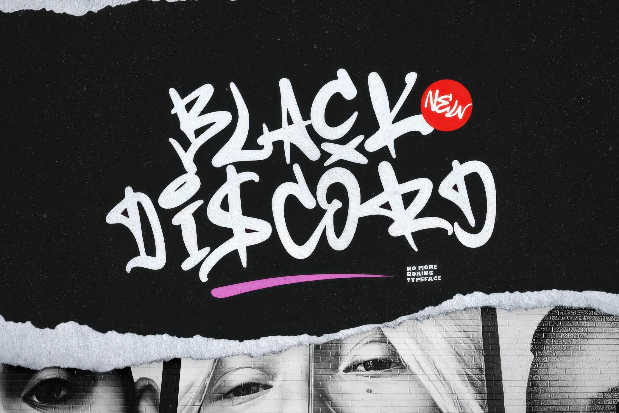 Black Discord — Graffiti Font 一种前卫大胆街头艺术涂鸦字体 设计素材 sucaiwan.com