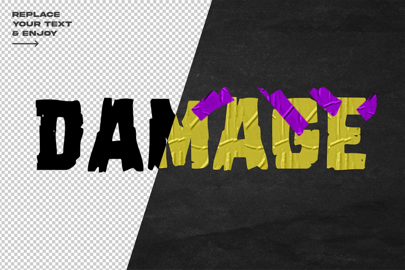 褶皱塑料胶带拼贴DIY刻字效果ps文本特效样机 Duct Tape Text Effect Layer Style Set 插件预设 sucaiwan.com