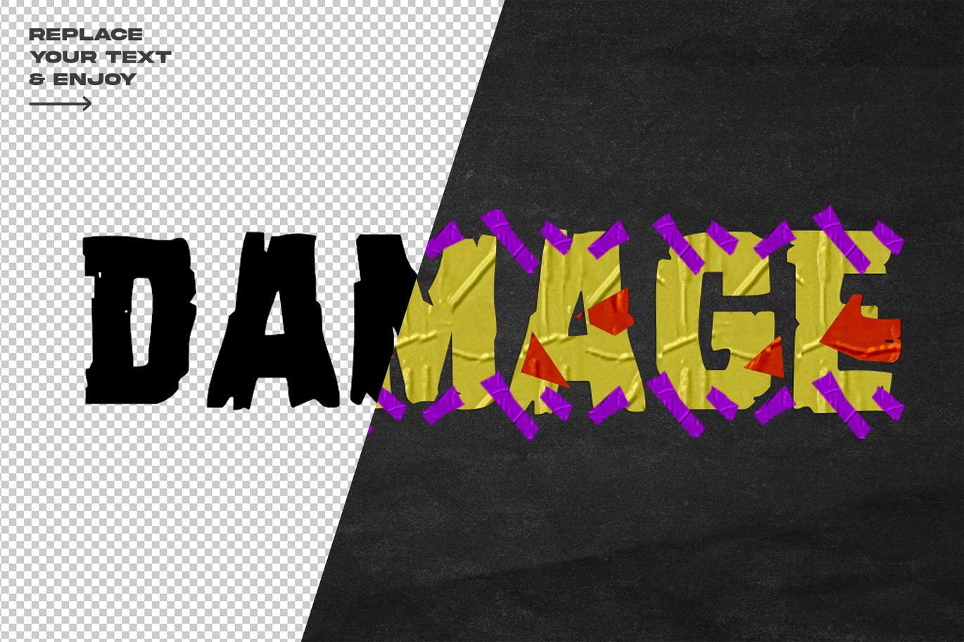 褶皱塑料胶带拼贴DIY刻字效果ps文本特效样机 Duct Tape Text Effect Layer Style Set 插件预设 sucaiwan.com
