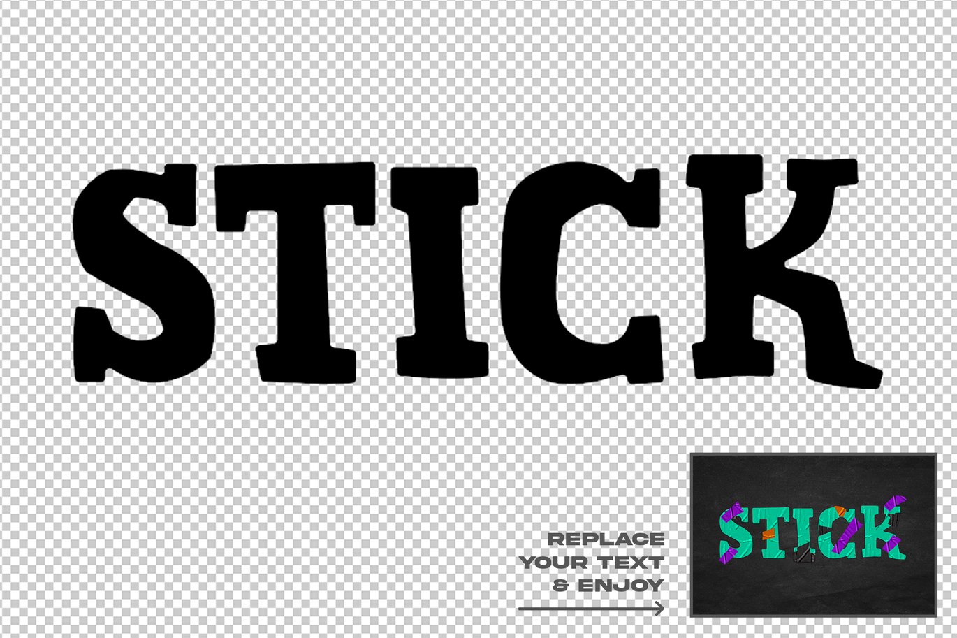 褶皱塑料胶带拼贴DIY刻字效果ps文本特效样机 Duct Tape Text Effect Layer Style Set 插件预设 sucaiwan.com