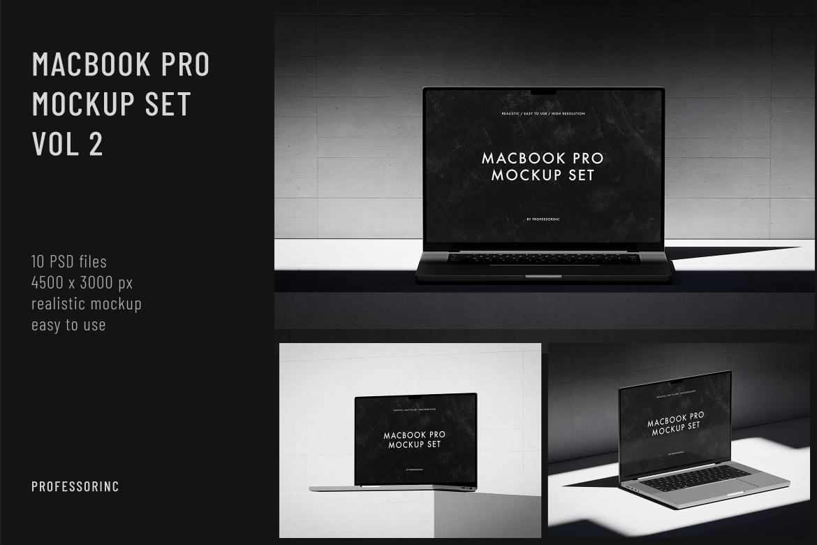 10款工业风混凝土背景苹果MacBook Pro笔记本电脑UI设计展示效果图PS贴图样机 MacBook Pro Mockup Set vol 2 样机素材 第1张-素材湾丨精选海外优质设计素材资源 10款工业风混凝土背景苹果MacBook Pro笔记本电脑UI设计展示效果图PS贴图样机 MacBook Pro Mockup Set vol 2 样机素材 sucaiwan.com