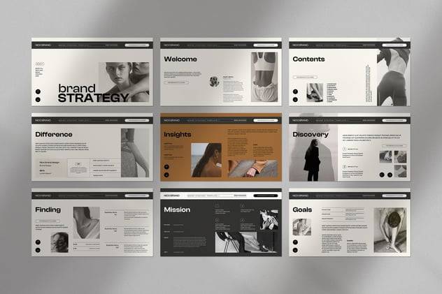 现代简约品牌营销策划演示文稿设计ppt+keynote模板 Brand Strategy PowerPoint+Keynote Template 幻灯图表 sucaiwan.com