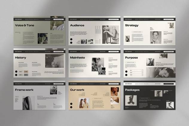 现代简约品牌营销策划演示文稿设计ppt+keynote模板 Brand Strategy PowerPoint+Keynote Template 幻灯图表 sucaiwan.com