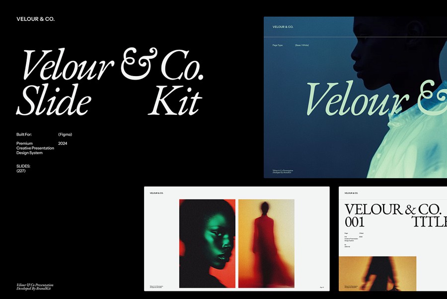227页品牌宣传策划提案书图文排版演示文稿幻灯片Figma格式模板套件素材 Velour & Co Presentation Kit 幻灯图表 第1张-素材湾丨精选海外优质设计素材资源 227页品牌宣传策划提案书图文排版演示文稿幻灯片Figma格式模板套件素材 Velour & Co Presentation Kit 幻灯图表 sucaiwan.com