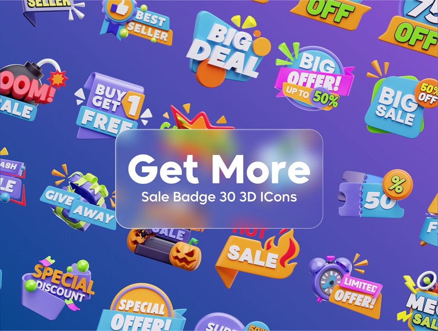 30款创意电商销售促销打折3D三维插图图标Icons设计Blender/OBJ/PNG格式素材 Sale Badge 3D Icon Set 图标素材 第5张-素材湾丨精选海外优质设计素材资源 30款创意电商销售促销打折3D三维插图图标Icons设计Blender/OBJ/PNG格式素材 Sale Badge 3D Icon Set 图标素材 sucaiwan.com