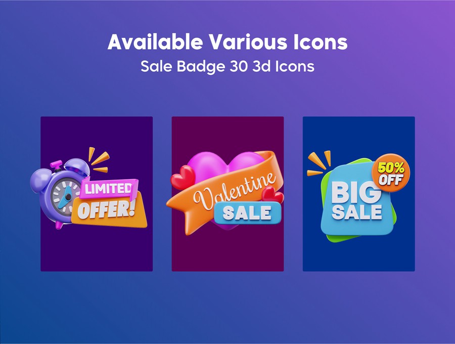 30款创意电商销售促销打折3D三维插图图标Icons设计Blender/OBJ/PNG格式素材 Sale Badge 3D Icon Set 图标素材 第4张-素材湾丨精选海外优质设计素材资源 30款创意电商销售促销打折3D三维插图图标Icons设计Blender/OBJ/PNG格式素材 Sale Badge 3D Icon Set 图标素材 sucaiwan.com