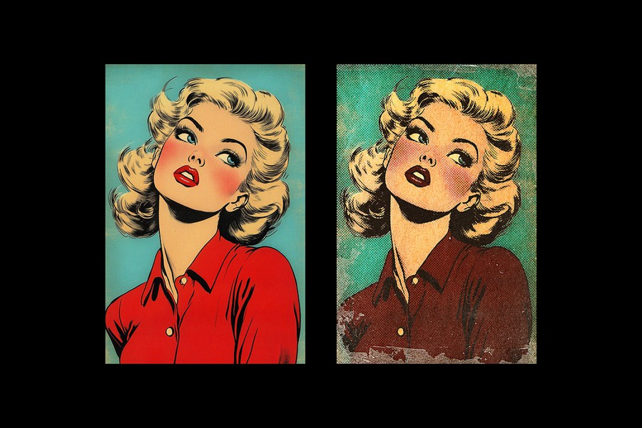 复古半色调riso复印打印漫画照片效果ps滤镜样机 Retro Comics Photo Effect 插件预设 sucaiwan.com