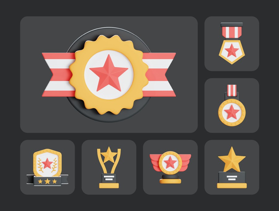 25款质感3D立体胜利徽章徽标奖杯图标Icons设计Blender/PNG格式素材 Victory Awards 3d Icon Illustration 图标素材 第6张-素材湾丨精选海外优质设计素材资源 25款质感3D立体胜利徽章徽标奖杯图标Icons设计Blender/PNG格式素材 Victory Awards 3d Icon Illustration 图标素材 sucaiwan.com