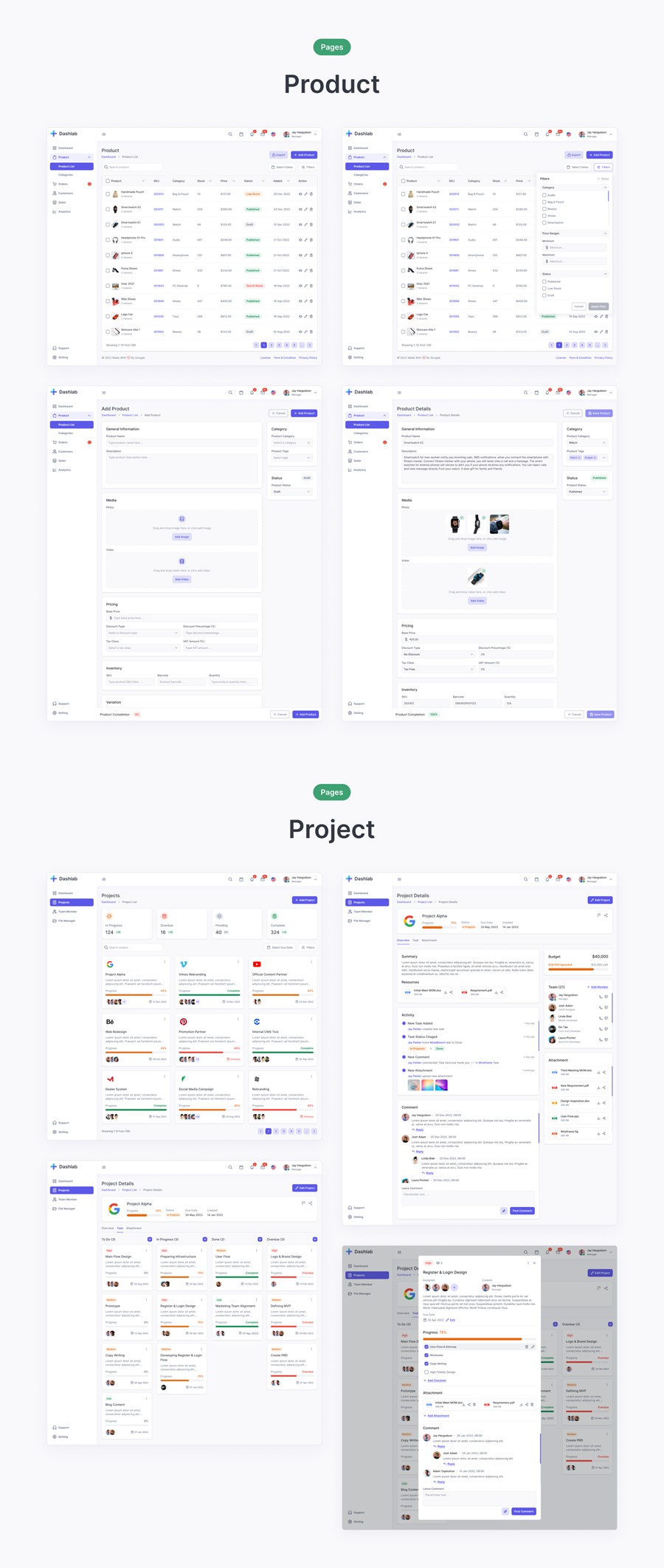 66屏现代极简电商数据统计仪表盘界面WEB UI设计Figma模板套件素材 Dashlab Dashboard UI Kit APP UI sucaiwan.com
