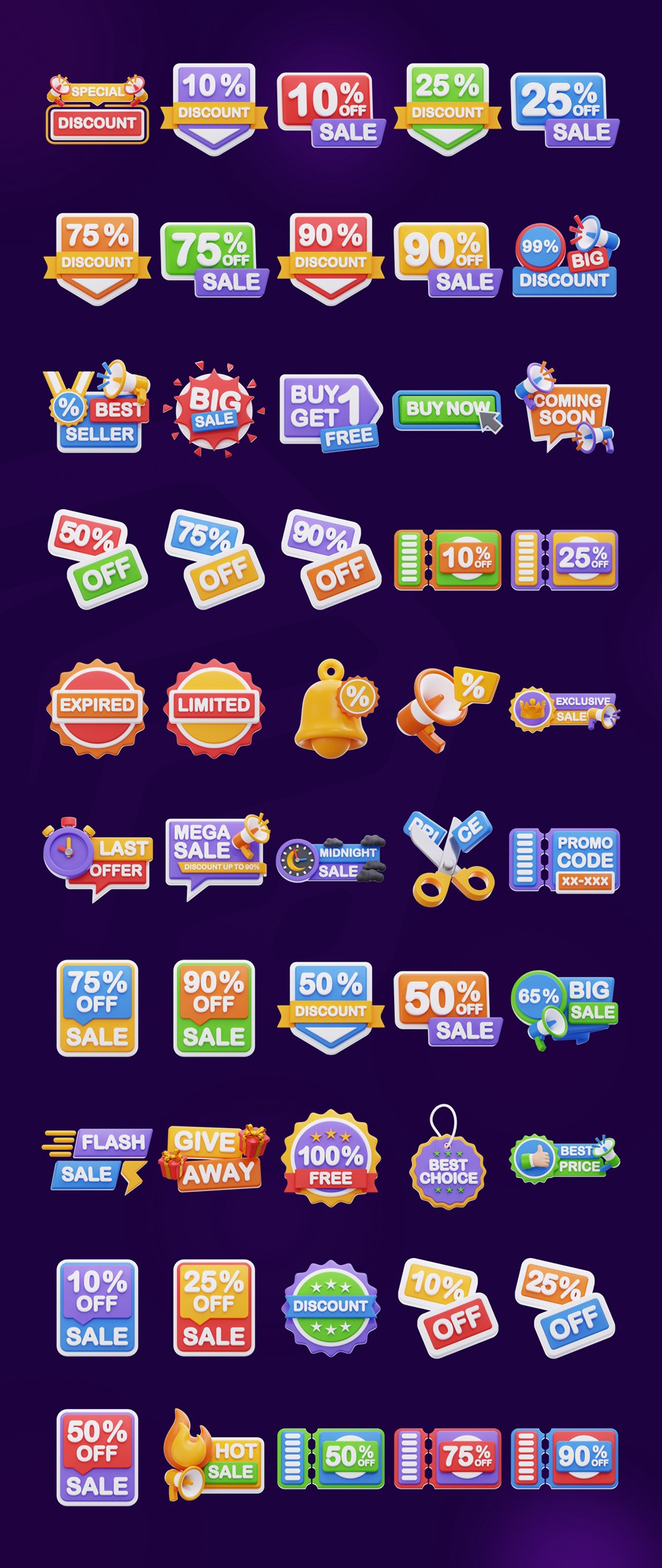 50款黑色星期五电商促销打折营销3D插图图标Icons设计OBJ/PNG/GLB格式素材 Discount & Offers 3D Icon Set 图标素材 第5张-素材湾丨精选海外优质设计素材资源 50款黑色星期五电商促销打折营销3D插图图标Icons设计OBJ/PNG/GLB格式素材 Discount & Offers 3D Icon Set 图标素材 sucaiwan.com