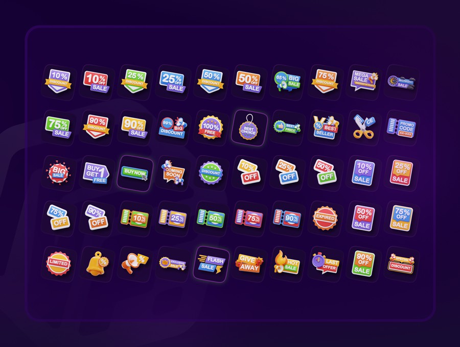 50款黑色星期五电商促销打折营销3D插图图标Icons设计OBJ/PNG/GLB格式素材 Discount & Offers 3D Icon Set 图标素材 第2张-素材湾丨精选海外优质设计素材资源 50款黑色星期五电商促销打折营销3D插图图标Icons设计OBJ/PNG/GLB格式素材 Discount & Offers 3D Icon Set 图标素材 sucaiwan.com