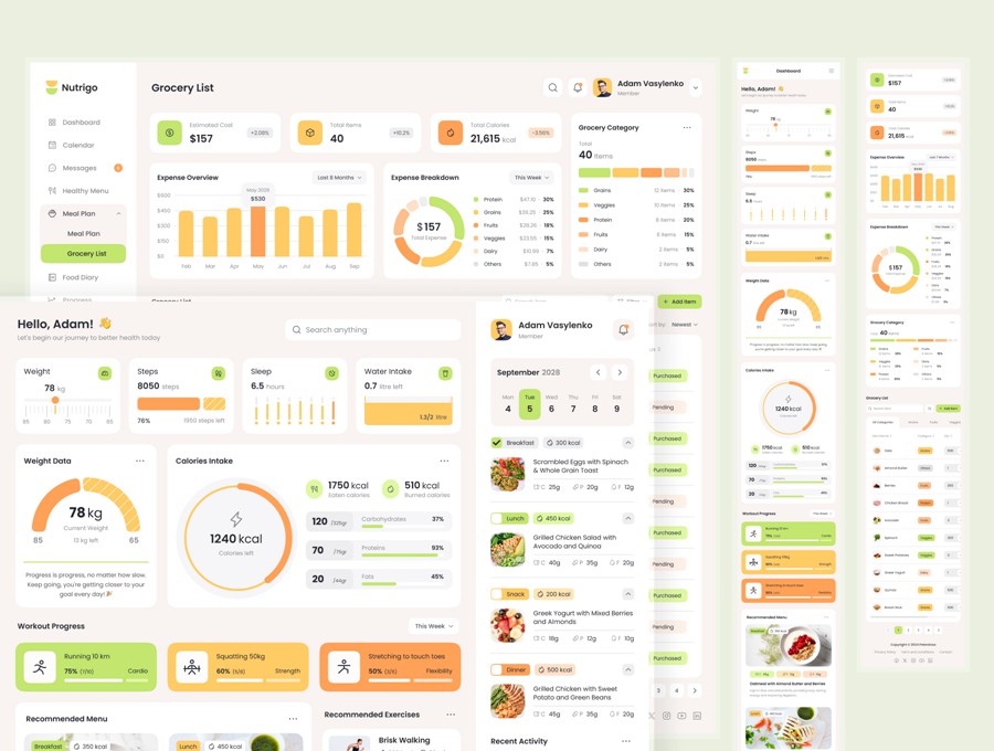 时尚响应式营养饮食膳食健康减肥计划数据仪表盘WEB UI界面设计Figma模板素材 Nutrigo – Health Nutrition and Diet Admin Dashboard APP UI 第2张-素材湾丨精选海外优质设计素材资源 时尚响应式营养饮食膳食健康减肥计划数据仪表盘WEB UI界面设计Figma模板素材 Nutrigo – Health Nutrition and Diet Admin Dashboard APP UI sucaiwan.com