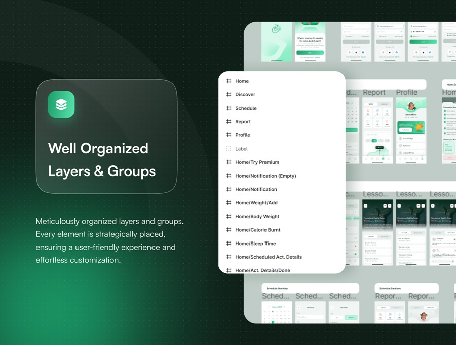 60+屏现代简约在线瑜伽冥想锻炼健身APP UI界面设计Figma模板套件 Dhyan – Yoga & Meditation UI Kit APP UI sucaiwan.com