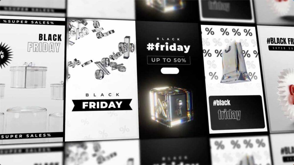 达芬奇模板 黑色星期五电商促销打折销售营销活动3D几何动画海报 Sales Stories Pack For DaVinci Resolve 影视音频 sucaiwan.com