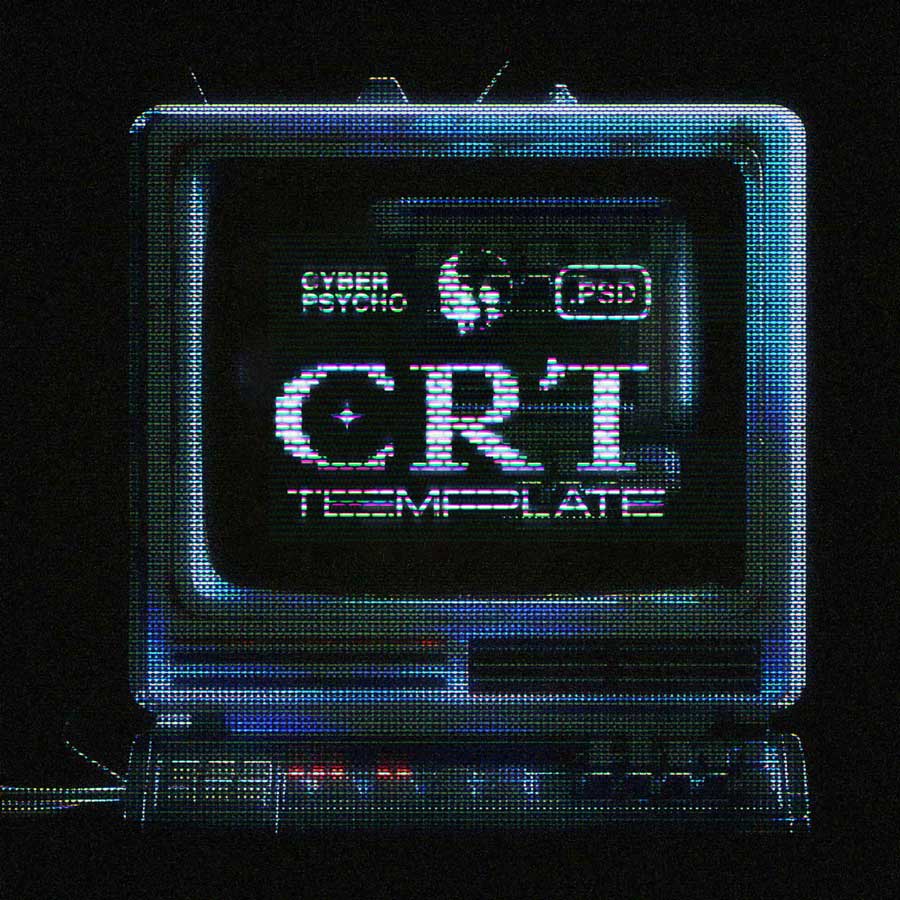 复古做旧老式CRT屏幕显示游戏标题logo文本徽标失真像素故障特效PSD样机套件 CyberPsycho CRT Photoshop Template 插件预设 第1张-素材湾丨精选海外优质设计素材资源 复古做旧老式CRT屏幕显示游戏标题logo文本徽标失真像素故障特效PSD样机套件 CyberPsycho CRT Photoshop Template 插件预设 sucaiwan.com