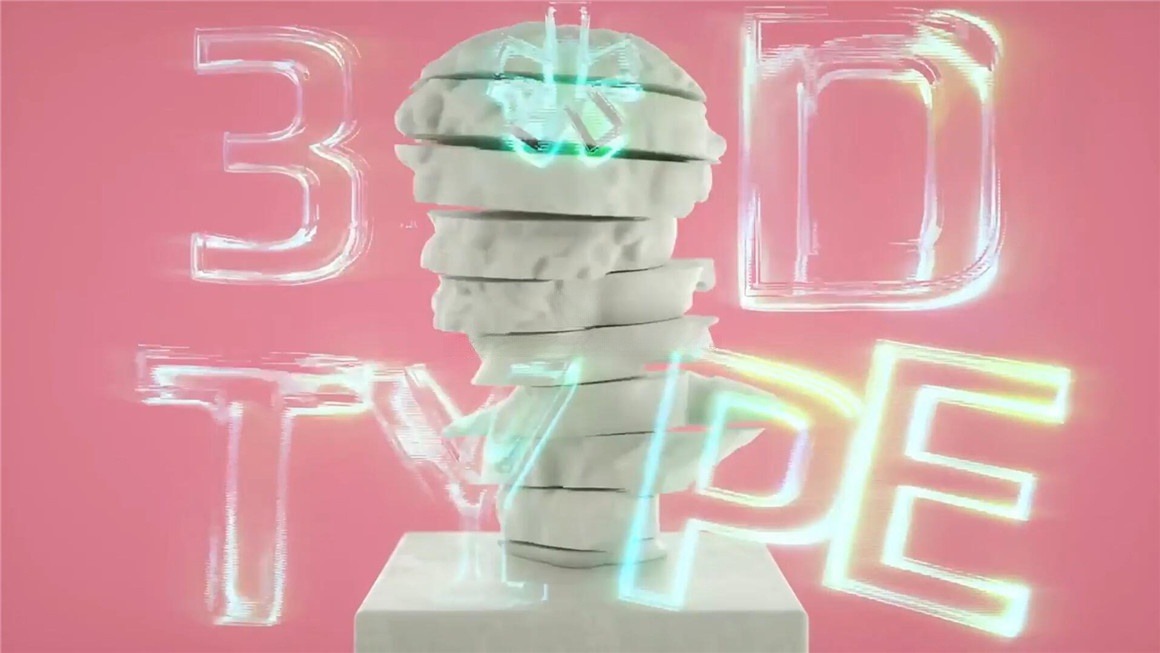 AE模板：复古Y2K艺术风格闪光毛刺透明棱镜反射3D文本动画模板 , sucaiwan.com